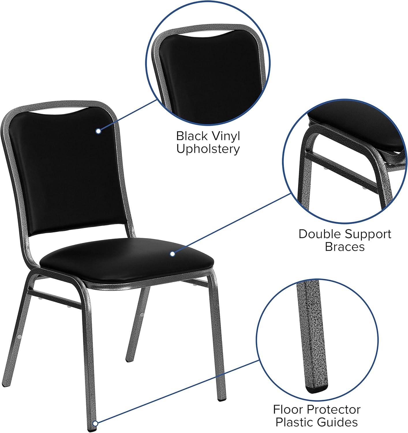 image:imageFlash Furniture Hercules Stacking Banquet Chairs with Padded Seats Vinyl Upholstered Event Chair with 500lb Static Weight Capacity Set of 4 Black4 Pack
