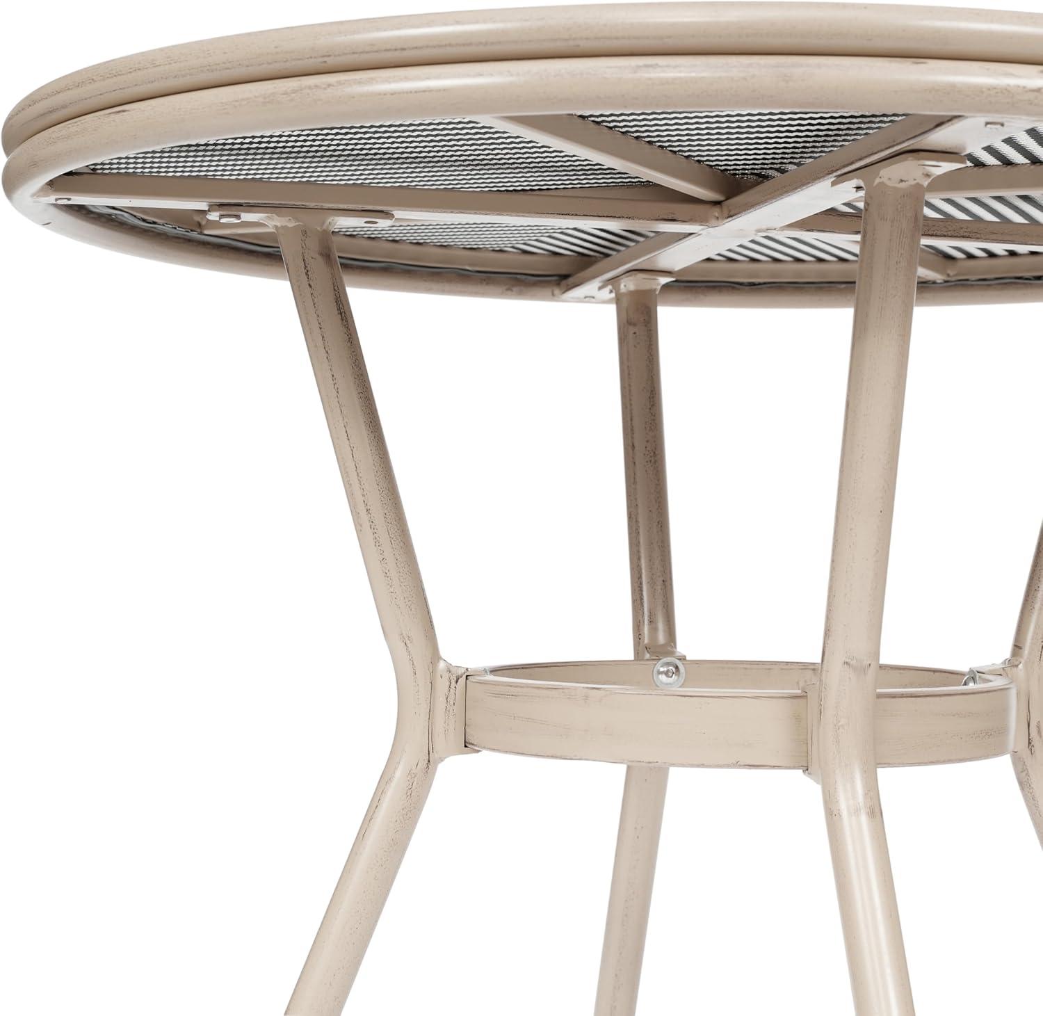 image:imageFlash Furniture Marseille IndoorOutdoor Commercial Bistro Set Tempered Glass Top Table 2 Chairs Textilene Lt NAT Bamboo Print Aluminum Frame BlkWhtBlack White TextileneLight Natural Frame
