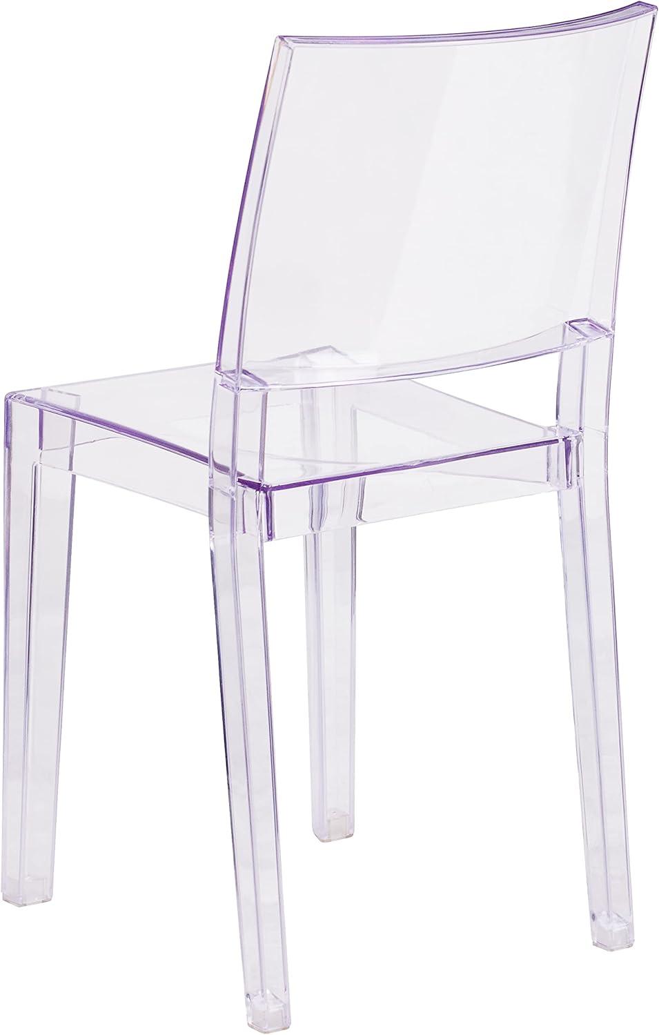 image:imageFlash Furniture Phantom Series Transparent IndoorOutdoor Stacking Side Chair with Floor Protector Rubber GlidesSet of 1