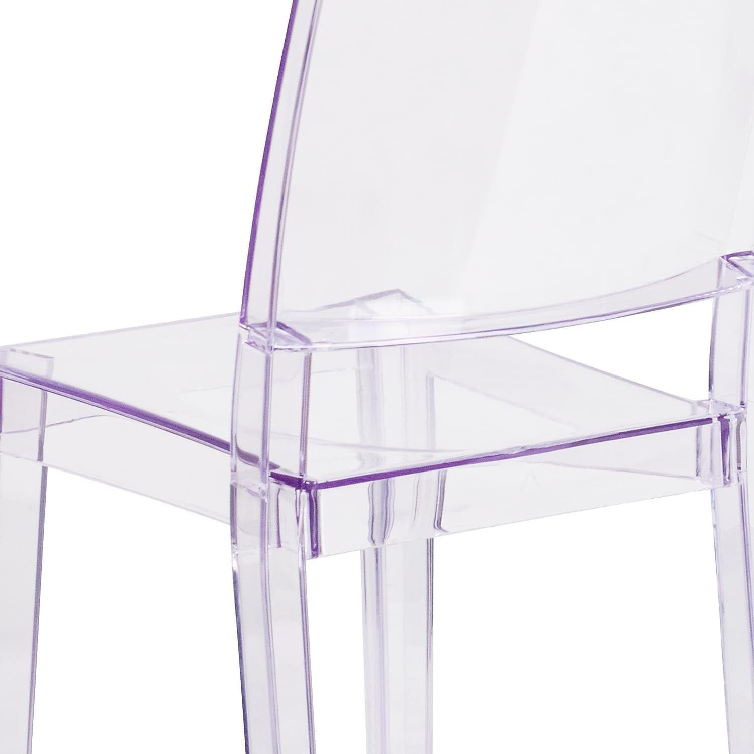 image:imageFlash Furniture Phantom Series Transparent IndoorOutdoor Stacking Side Chair with Floor Protector Rubber GlidesSet of 4