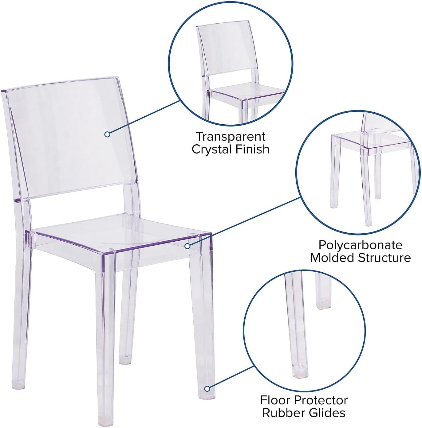 image:imageFlash Furniture Phantom Series Transparent IndoorOutdoor Stacking Side Chair with Floor Protector Rubber GlidesSet of 4
