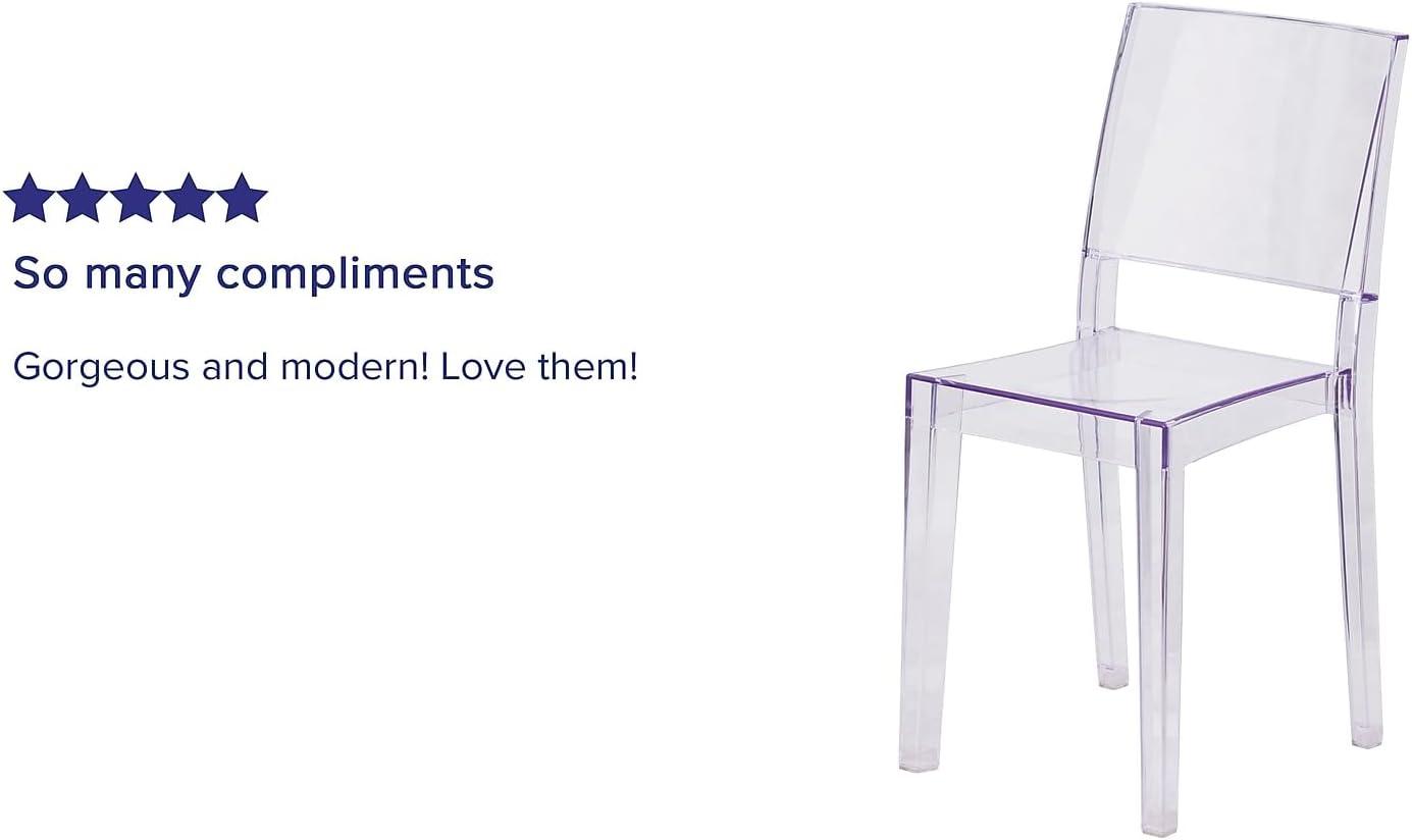 image:imageFlash Furniture Phantom Series Transparent IndoorOutdoor Stacking Side Chair with Floor Protector Rubber GlidesSet of 4