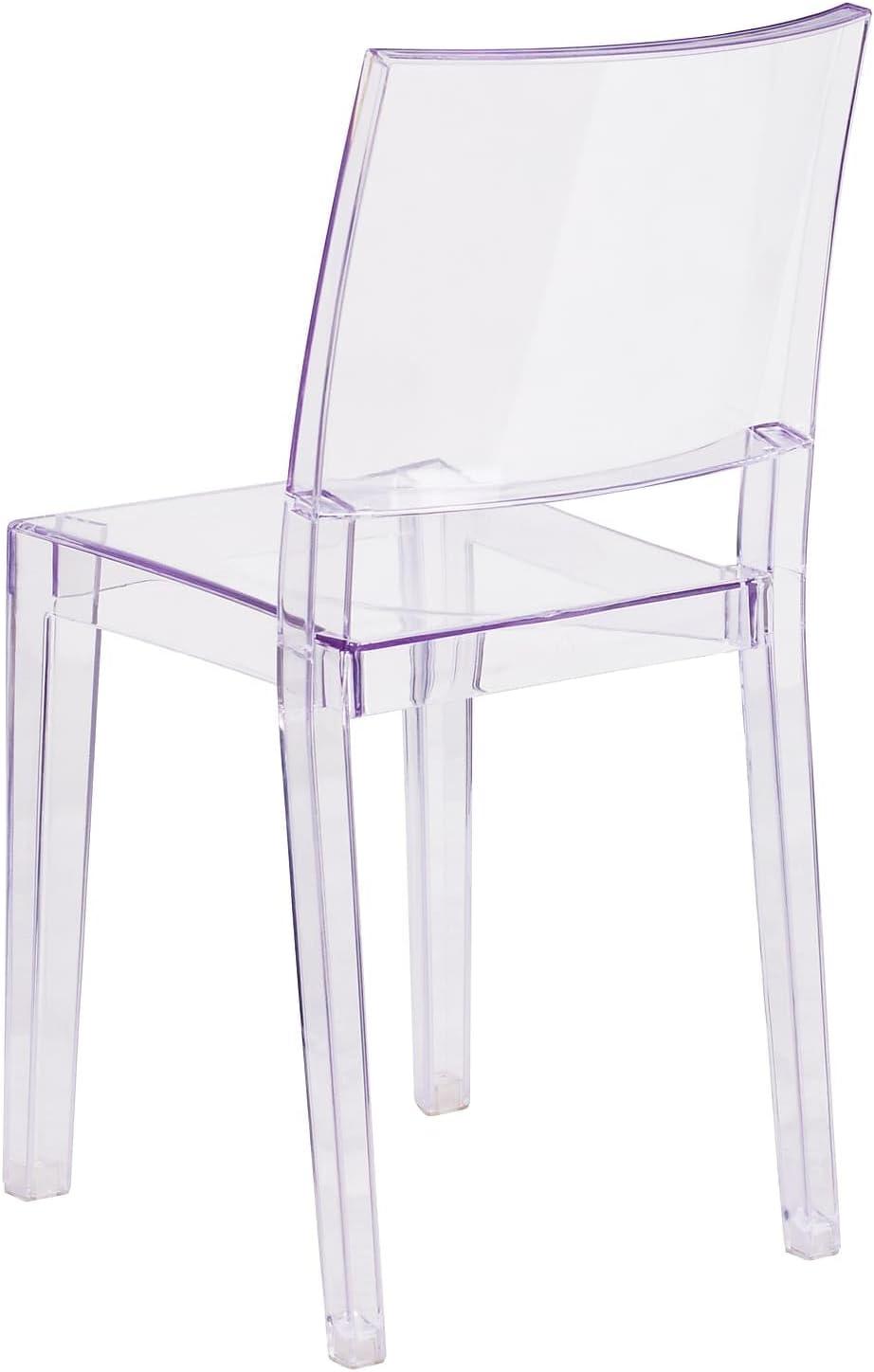 image:imageFlash Furniture Phantom Series Transparent IndoorOutdoor Stacking Side Chair with Floor Protector Rubber GlidesSet of 4