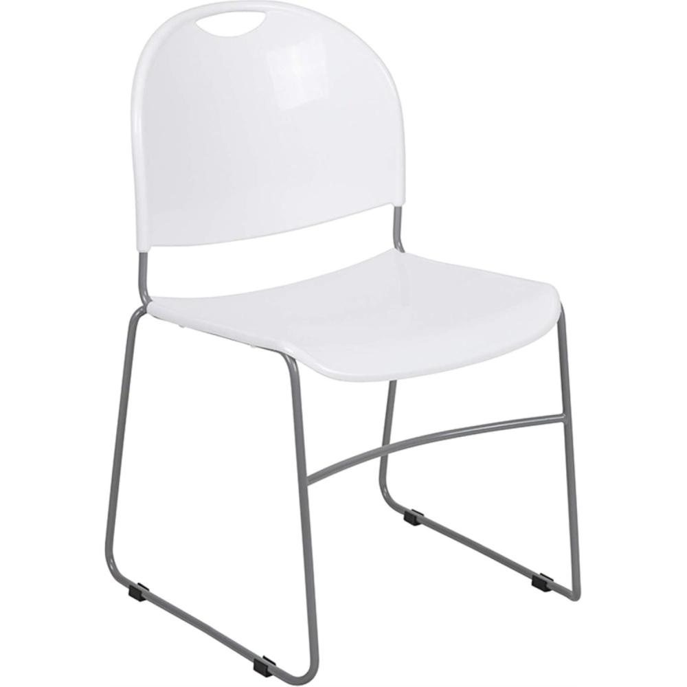 image:imageFlash Furniture 5 Pack HERCULES Series 880 lb Capacity Black UltraCompact Stack Chair with Chrome FrameWhite PlasticSilver Frame