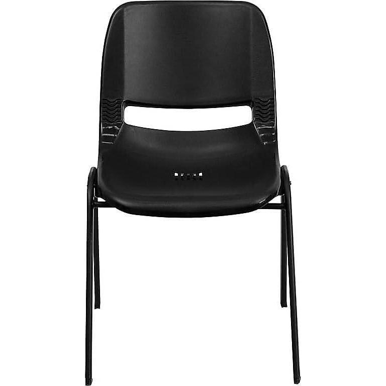 image:imageFlash Furniture HERCULES Series 880 lb Capacity Black Ergonomic Shell Stack Chair with Black FrameBlack PlasticBlack Frame