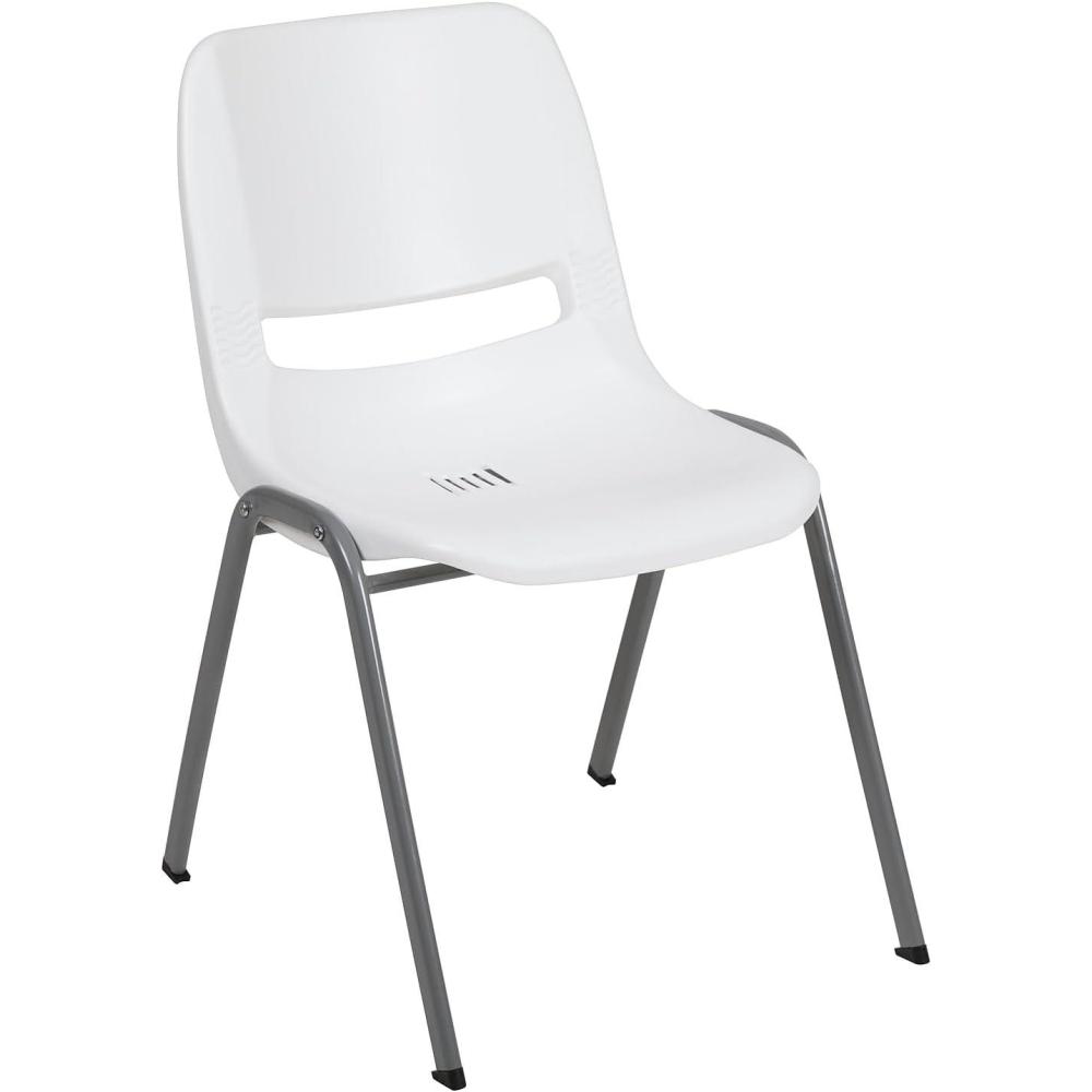 image:imageFlash Furniture HERCULES Series 880 lb Capacity Black Ergonomic Shell Stack Chair with Black FrameWhite