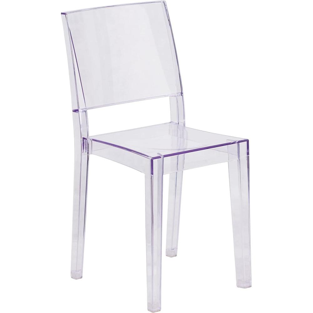 image:imageFlash Furniture Phantom Series Transparent IndoorOutdoor Stacking Side Chair with Floor Protector Rubber GlidesSet of 1
