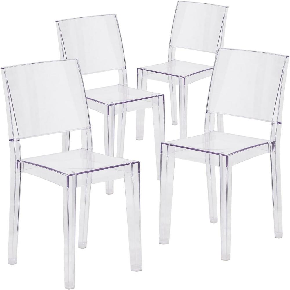 image:imageFlash Furniture Phantom Series Transparent IndoorOutdoor Stacking Side Chair with Floor Protector Rubber GlidesSet of 4
