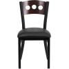 Flash Furniture 2 Pk. HERCULES Series Black 3 Circle Back Metal Restaurant Chair – Walnut Wood Back, Black Vinyl Seat(Walnut Wood Back/Black Vinyl Seat/Black Metal Frame)