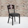 Flash Furniture 2 Pk. HERCULES Series Black 3 Circle Back Metal Restaurant Chair – Walnut Wood Back, Black Vinyl Seat(Walnut Wood Back/Black Vinyl Seat/Black Metal Frame)