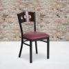 Flash Furniture 2 Pk. HERCULES Series Black 3 Circle Back Metal Restaurant Chair – Walnut Wood Back, Black Vinyl Seat(Walnut Wood Back/Burgundy Vinyl Seat/Black Metal Frame)