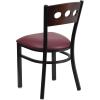 Flash Furniture 2 Pk. HERCULES Series Black 3 Circle Back Metal Restaurant Chair – Walnut Wood Back, Black Vinyl Seat(Walnut Wood Back/Burgundy Vinyl Seat/Black Metal Frame)