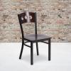 Flash Furniture 2 Pk. HERCULES Series Black 3 Circle Back Metal Restaurant Chair – Walnut Wood Back, Black Vinyl Seat(Walnut Wood Back/Walnut Wood Seat/Black Metal Frame)