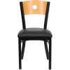 Flash Furniture 2 Pk. HERCULES Series Black Circle Back Metal Restaurant Chair – Natural Wood Back & Seat(Natural Wood Back/Black Vinyl Seat/Black Metal Frame)