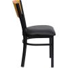 Flash Furniture 2 Pk. HERCULES Series Black Circle Back Metal Restaurant Chair – Natural Wood Back & Seat(Natural Wood Back/Black Vinyl Seat/Black Metal Frame)