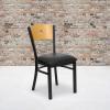 Flash Furniture 2 Pk. HERCULES Series Black Circle Back Metal Restaurant Chair – Natural Wood Back & Seat(Natural Wood Back/Black Vinyl Seat/Black Metal Frame)