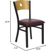 Flash Furniture 2 Pk. HERCULES Series Black Circle Back Metal Restaurant Chair – Natural Wood Back & Seat(Natural Wood Back/Burgundy Vinyl Seat/Black Metal Frame)