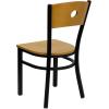 Flash Furniture 2 Pk. HERCULES Series Black Circle Back Metal Restaurant Chair – Natural Wood Back & Seat(Natural Wood Back/Natural Wood Seat/Black Metal Frame)