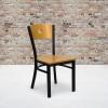 Flash Furniture 2 Pk. HERCULES Series Black Circle Back Metal Restaurant Chair – Natural Wood Back & Seat(Natural Wood Back/Natural Wood Seat/Black Metal Frame)