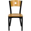 Flash Furniture 2 Pk. HERCULES Series Black Circle Back Metal Restaurant Chair – Natural Wood Back & Seat(Natural Wood Back/Natural Wood Seat/Black Metal Frame)