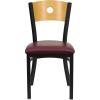 Flash Furniture 2 Pk. HERCULES Series Black Circle Back Metal Restaurant Chair – Natural Wood Back & Seat(red)