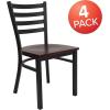 Flash Furniture 4 Pk. HERCULES Series Brown/black Ladder Back Metal Restaurant Chair – Mahogany Wood Seat