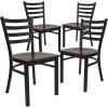 Flash Furniture 4 Pk. HERCULES Series Brown/black Ladder Back Metal Restaurant Chair – Mahogany Wood Seat