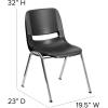 Flash Furniture 5 Pack HERCULES Series 880 lb. Capacity Black Ergonomic Shell Stack Chair with Chrome Frame and 18” Seat Height(Black Plastic/Chrome Frame)