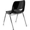 Flash Furniture 5 Pack HERCULES Series 880 lb. Capacity Black Ergonomic Shell Stack Chair with Chrome Frame and 18” Seat Height(Black Plastic/Chrome Frame)