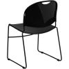 Flash Furniture 5 Pack HERCULES Series 880 lb. Capacity Black Ultra-Compact Stack Chair with Chrome Frame(Black Plastic/Black Frame)