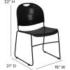 Flash Furniture 5 Pack HERCULES Series 880 lb. Capacity Black Ultra-Compact Stack Chair with Chrome Frame(Black Plastic/Black Frame)