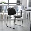 Flash Furniture 5 Pack HERCULES Series 880 lb. Capacity Black Ultra-Compact Stack Chair with Chrome Frame(Black Plastic/Black Frame)