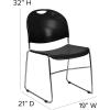 Flash Furniture 5 Pack HERCULES Series 880 lb. Capacity Black Ultra-Compact Stack Chair with Chrome Frame(Black Plastic/Chrome Frame)