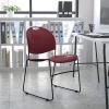 Flash Furniture 5 Pack HERCULES Series 880 lb. Capacity Black Ultra-Compact Stack Chair with Chrome Frame(Burgundy Plastic/Black Frame)