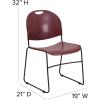 Flash Furniture 5 Pack HERCULES Series 880 lb. Capacity Black Ultra-Compact Stack Chair with Chrome Frame(Burgundy Plastic/Black Frame)