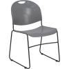 Flash Furniture 5 Pack HERCULES Series 880 lb. Capacity Black Ultra-Compact Stack Chair with Chrome Frame(Gray Plastic/Black Frame)
