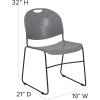 Flash Furniture 5 Pack HERCULES Series 880 lb. Capacity Black Ultra-Compact Stack Chair with Chrome Frame(Gray Plastic/Black Frame)