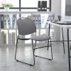 Flash Furniture 5 Pack HERCULES Series 880 lb. Capacity Black Ultra-Compact Stack Chair with Chrome Frame(Gray Plastic/Black Frame)