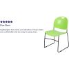 Flash Furniture 5 Pack HERCULES Series 880 lb. Capacity Black Ultra-Compact Stack Chair with Chrome Frame(Green Plastic/Black Frame)