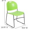 Flash Furniture 5 Pack HERCULES Series 880 lb. Capacity Black Ultra-Compact Stack Chair with Chrome Frame(Green Plastic/Black Frame)