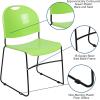 Flash Furniture 5 Pack HERCULES Series 880 lb. Capacity Black Ultra-Compact Stack Chair with Chrome Frame(Green Plastic/Black Frame)