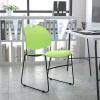 Flash Furniture 5 Pack HERCULES Series 880 lb. Capacity Black Ultra-Compact Stack Chair with Chrome Frame(Green Plastic/Black Frame)