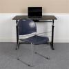 Flash Furniture 5 Pack HERCULES Series 880 lb. Capacity Black Ultra-Compact Stack Chair with Chrome Frame(Navy Plastic/Silver Frame)