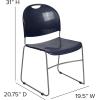Flash Furniture 5 Pack HERCULES Series 880 lb. Capacity Black Ultra-Compact Stack Chair with Chrome Frame(Navy Plastic/Silver Frame)