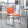 Flash Furniture 5 Pack HERCULES Series 880 lb. Capacity Black Ultra-Compact Stack Chair with Chrome Frame(Orange Plastic/Black Frame)