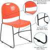 Flash Furniture 5 Pack HERCULES Series 880 lb. Capacity Black Ultra-Compact Stack Chair with Chrome Frame(Orange Plastic/Black Frame)