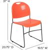 Flash Furniture 5 Pack HERCULES Series 880 lb. Capacity Black Ultra-Compact Stack Chair with Chrome Frame(Orange Plastic/Black Frame)