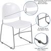 Flash Furniture 5 Pack HERCULES Series 880 lb. Capacity Black Ultra-Compact Stack Chair with Chrome Frame(White Plastic/Silver Frame)