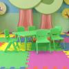 Flash Furniture Adjustable Classroom Activity Table with 6 Stackable Chairs, Rectangular Plastic Activity Table for Kids, 24″ W x 48″ L, Natural(Green)