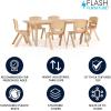 Flash Furniture Adjustable Classroom Activity Table with 6 Stackable Chairs, Rectangular Plastic Activity Table for Kids, 24″ W x 48″ L, Natural(Natural)